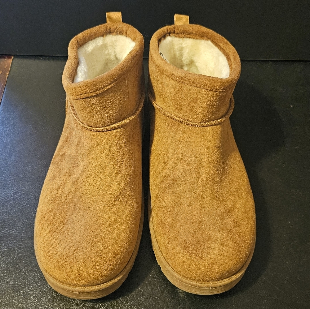 SO Lupita Ankle Boots Winter Booties Suede Style Warm Casual Brown Size 6.5